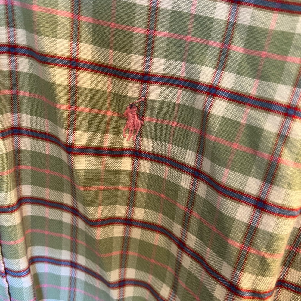 Polo Ralph Lauren Oxford Button Front‎ Shirt Men's Plaid Medium Pastel Colors